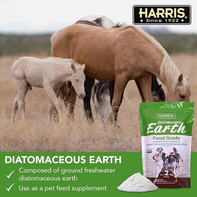 Harris Food Grade Diatomaceous Earth for Pets, for Cats, Dogs, Horses and Pets, Certified for Organic Use, 2 LB Bag