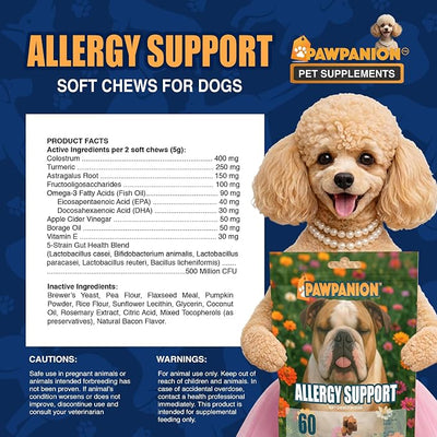 Allergy Soft Chews for Dogs Itchy Skin Relief 60 Count