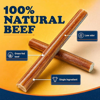 Bow Wow Labs SafeFit™ Bully Sticks for Dogs - 100% All Natural Beef Sticks, Grass-Fed, Low Odor, Long Lasting Dog Chew, Dog Chew Treats, Bully Stick for Small, Medium, Large Dogs - 12" Midsize 10 Pack