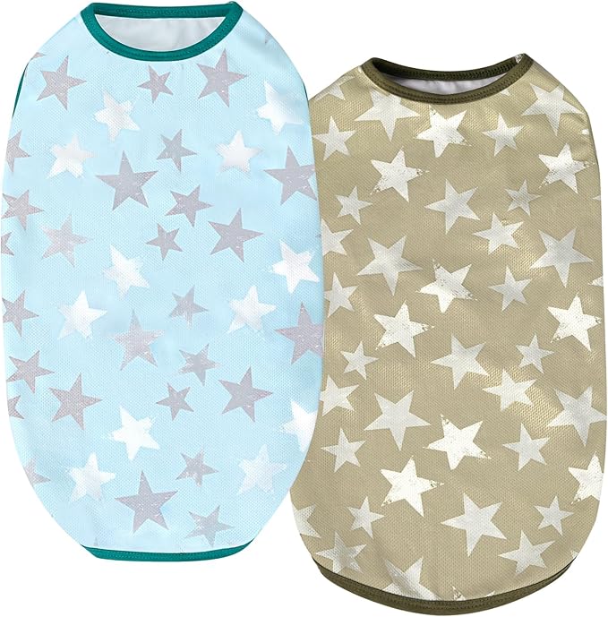 Dog Cooling Shirts, Uadonile 2pcs Dog Summer Clothes Pet Hawaiian Vest Breathable Lightweight Quick Dry, Doggie Cooling T-Shirts for Beach, Hiking, Walking, 2pack(Star, XXXL)