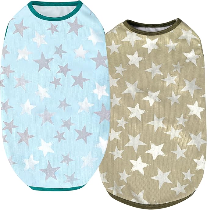Dog Cooling Shirts, Uadonile 2pcs Dog Summer Clothes Pet Hawaiian Vest Breathable Lightweight Quick Dry, Doggie Cooling T-Shirts for Beach, Hiking, Walking, 2pack (Star, M)