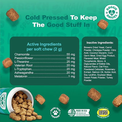 Doggie Dailies Calming Chews for Dogs - Melatonin for Dogs with Chamomile to Help Manage Stress Relief - Calm & Relaxation During Thunderstorms, Fireworks, Travel, & Separation (Turkey) 225 Soft Chews