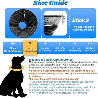 Inflatable Dog Cone Collar,Soft Adjustable Elizabethan Pet Recovery Collar | 2-in-1 Detachable Anti-Licking Shield E-Collar For Large Medium Dogs,Furniture-Friendly Post Surgery Recovery Cone(S)