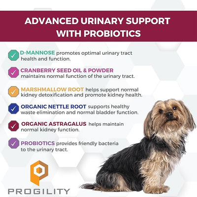 Nootie Progility Urinary Support Supplement for Dogs, Bladder Support and Urinary Tract Support for Dogs with Cranberry and D-Mannose, 90 Soft Chews per Container