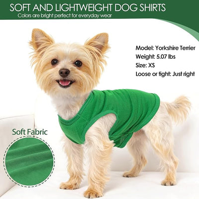 2 Pack Dog Shirts, Summer Camo Dog Clothes for Small Dogs Boy Chihuahuas and Yorkies Pet Tshirt Puppy Outfits Cats Apparel Green Camouflage + Solid Color,XXS