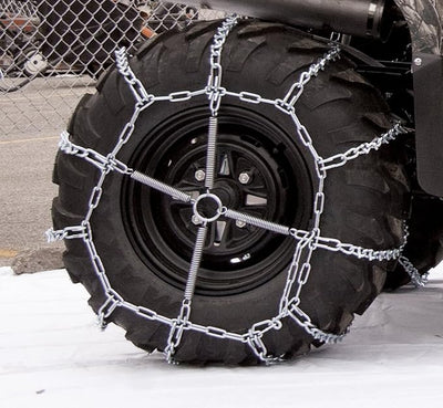 SCC 1064156 ATV Sport Trac V-Bar All-Terrain Traction Tire Chains, Zinc Plated, 2-Link Spacing, Extreme Service, 1 Pair