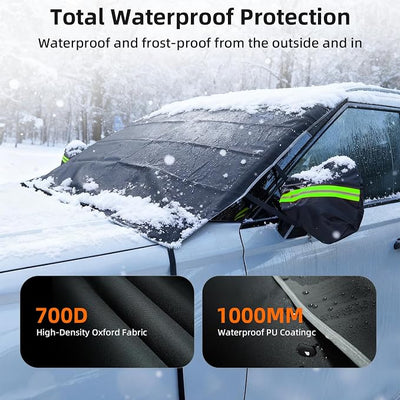 DMJN [2025 Upgraded Windshield Cover for Ice and Snow [Full Coverage Winter Protection]-Heavy Duty Car Snow Cover, Against Snow, Ice, Frost and Water, Suitable for Cars, SUVs, and Trucks-Medium