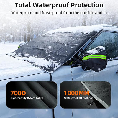 DMJN [2026 Upgraded] Car Windshield Cover for Ice and Snow, Windshield Snow Cover for Winter Snow & Frost, 700D Heavy-Duty, Suitable for Cars, SUVs, and Trucks-Large