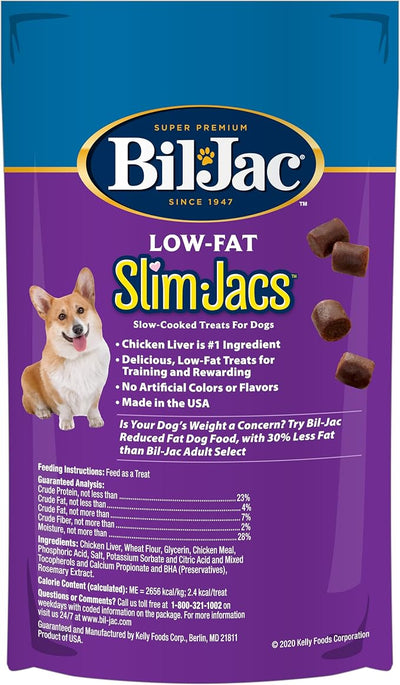 Bil-Jac Slim Jacs Low-Fat Dog Treats for Weight Management | Made with Real Chicken Liver | 4 oz