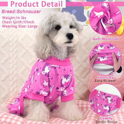XPUDAC 4 Pack Dog Pajamas for Small Medium Dogs, Strechy Soft Puppy Clothes for Doggie Girl Boy Pet Jumpsuit, Cat Onesie-XS