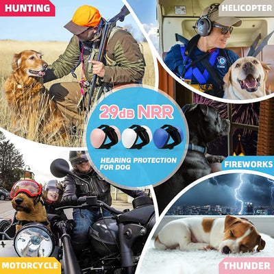 derYEP Dog Earmuffs for Hearing Protection 29dB NRR Ear Muffs Noise Protection (Large, White)