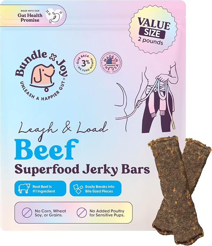 Leash & Load Beef Jerky for Dogs - 2 LB Bag, Natural Superfood - Corn, Poultry, Soy & Grain Free Beef Dog Treats Made in USA Only