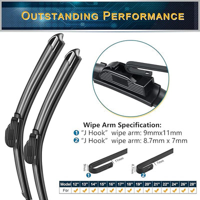 Windshield Wiper Blades 24" + 18" Wiper Windshield Wiper Blades Model. 19M28-1 (set of 2) - Series: Y19D7E1A