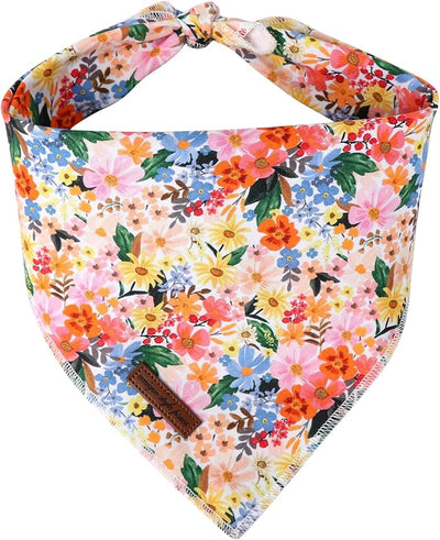 Unique Style Paws Dog Bandanas 1PC Washable Cotton Triangle Dog Scarfs Spring Summer with Colorful Flower for Small Medium Large Dogs and Cats