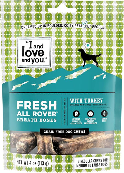 I and love and you Fresh all Rover Breath Bones - Sweet Potato - Dental Health Support, Grain Free, Filler Free, 5pk Size Small