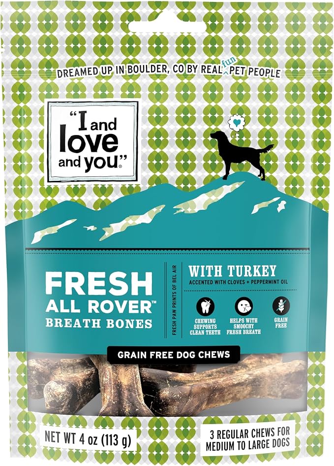 Fresh all Rover Breath Bones - Sweet Potato - Dental Health Support, Grain Free, Filler Free, 5pk Size Small