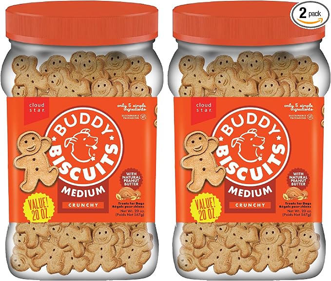 Crunchy Medium Dog Treats, Peanut Butter, 20 oz. Jar (Pack of 2)