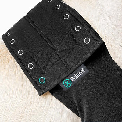 Suitical Recovery Double Sleeve for Dogs - Front Leg Protection for Post-Surgery, Skin Issues, Hot Spots - Adjustable Double Dog Leg Sleeve to Prevent Licking - 2XL Black - Chest 37.8-48.8 in
