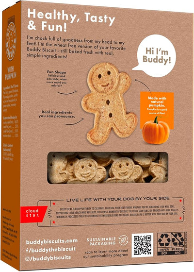 Buddy Biscuits Crunchy Wheat Free Halloween Dog Treats with Pumpkin, 14 oz. Box