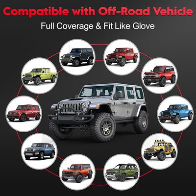 Zettum Car Windshield Snow Cover for Jeep Wrangler - 600D Car Windshield Snow Ice Cover Front Window Covers for Jeep Wrangler, Jeeps Gladiator, Ford Bronco, Toyota FJ Cruiser, Benz G Class, and More