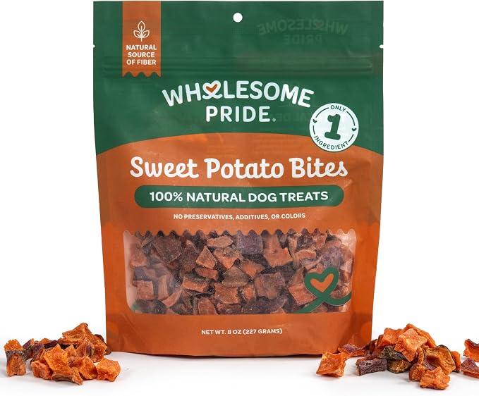 Healthy Sweet Potato Bites – Sensitive Stomach Dog Treats, No Preservatives, Single-Ingredient, No Grain, 8 oz