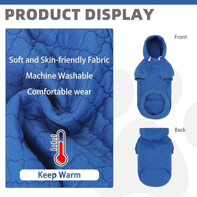 KOOLTAIL Small Dog Sweater, Ultra-Warm & Soft Winter Fall Sphynx Cat Clothes for Cats Only, Lightweight Dog Hoodie Sweatshirt for Small Dogs Boy Girl Yorkie, Chihuahua, Shih-Tzu, Puppy,Blue XXS