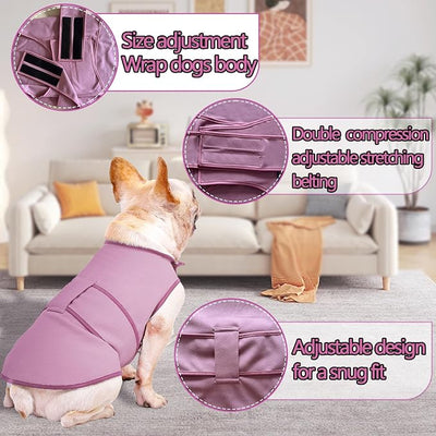 Dog Anxiety Vest Calming Jacket for Small Medium Large Dogs, Dog Shirt Wrap for Indoor Outdoor Fireworks, Thunder, Travel, Separation, Purpink, Large