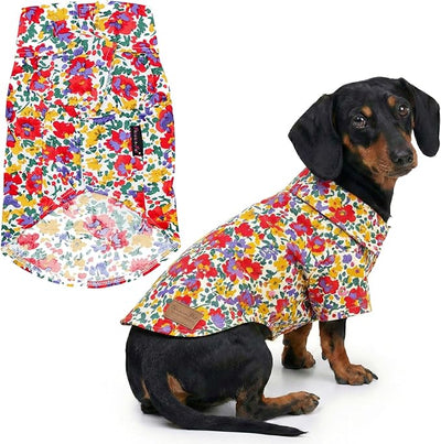 Parisian Pet Floral Dog Shirt - Cotton Clothes for Large Dogs - Stylish Dog Beach Outfit - Lightweight and Soft Puppy Clothes - Trendy Camp Tshirts for Dogs - Comfortable Summer Vacation Pet Apparel