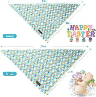 Easter Dog Bandana - Playful Blue Egg Hunt Dog Neck Scarf, Soft Spring Pet Bib for Puppy Kitten, Easter Photo Dogs Cats Prop for Daily Use Parties & Pet Photography S