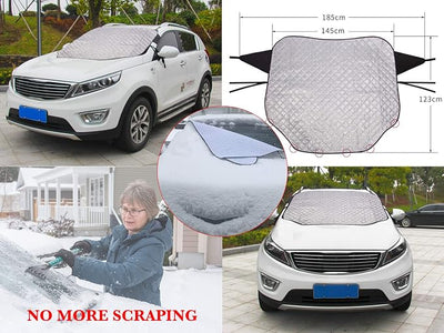 Glare Guard Universal Magnetic Car Windshield Snow Cover, 4 Layer All Weather Auto Snow Cover Protects from Snow, Ice, Sleet, Frost & Hail. 76” x 37” UV Cover Fits All Cars, Smaller Trucks and SUV’S