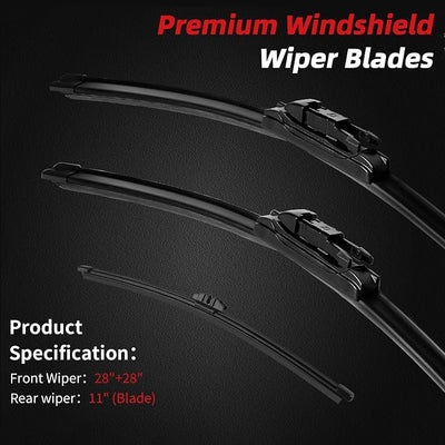 OTUAYAUTO 28"+28"+11" Windshield Wiper - Replacement for Ford Escape 2013-2019, Front and Rear Wiper Blades, Precision Fit, All-Weather Performance Pinch Tab (Pack of 3)