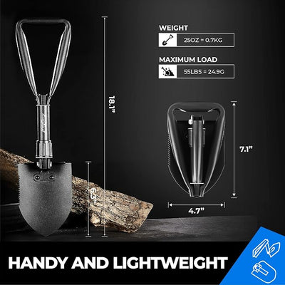 18'' Military Folding Camping Shovel, Offroad Survival High Carbon Steel Shovel (Black) AugTouf by toolant