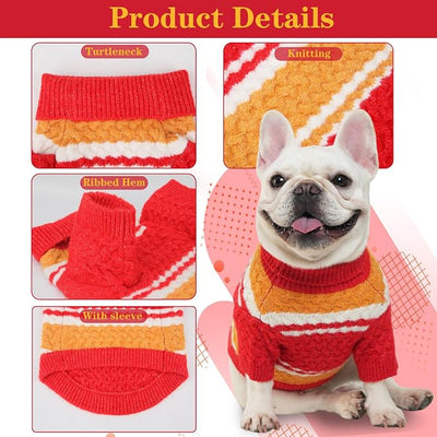 Kansas Small Dog Sweater Football Theme Turtleneck Knit Dog Sweaters for Small Pets Warm Winter Cat Dog Clothes