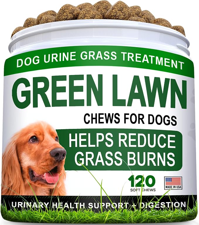 Grass Burn Spot Chews for Dogs - Dog Urine Neutralizer for Lawn - Dog Pee Lawn Spot Saver - Natural Treatment Caused by Dog Urine - Grass Treatment Rocks -DL-Methionine+Enzymes - 120 Chew