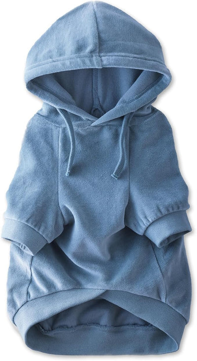 Pet Passion Cooper II Organic Cotton Velour Dog Hoodie Pet Coat for Small, Medium and Large Dogs, Faded Denim, XX-Large (70-110 lbs)