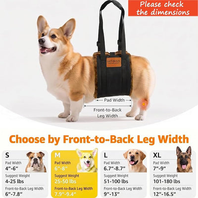 Dog Sling for Back Legs, Dog Lift Harness, Magic Tape Dog Sling for Large Dogs Hind Leg Support, Elderly Dog Lifter, Assist Canie Hip Arthritis K9 Cruciate Ligament Rehabilitation (Brown, Medium)