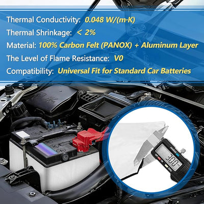 UCINNOVATE Universal Car Battery Blanket, 40"x7" Battery Insulation Kit for Cold Weather, Thermal Wrap Heat Shield Barrier for Car Vehicle Truck Marine RV Battery, Extreme Temperature Protection Cover
