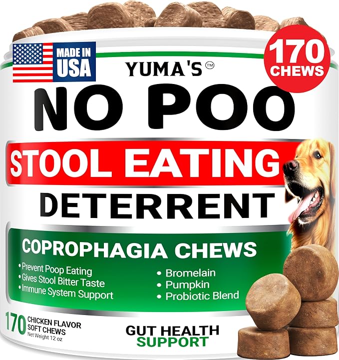 No Poo Chews for Dogs - Coprophagia No Poop Eating Deterrent for Dogs - Stop Eating Poop for Canine - Probiotics & Digestive Enzymes Supplement - Made in USA