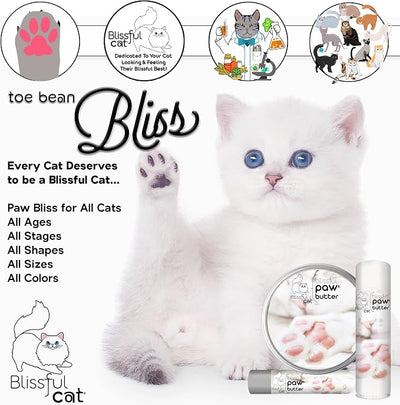 The Blissful Cat Paw Butter, Moisturizer for Dry Paw Pads, Softens and Protects Rough Feet, Versatile, Lick-Safe Balm, 0.15 oz.