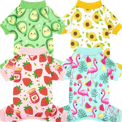 XPUDAC 4 Pack Dog Pajamas for Small Dogs Cats Plaid Dog Clothes Puppy Onesies Pet Christmas Pajamas Puppy Jumpsuits Pet Pjs Shirt Apparel, S