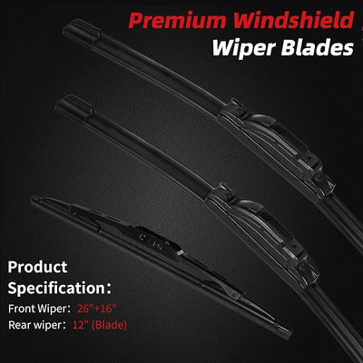OTUAYAUTO Windshield Wiper Blades Replacement for Honda CRV CR-V 2012-2016 All-Extreme Weather Performance Quiet No Trace Front and Rear Wipers J/U Hook 26"+16"+13" (Pack of 3)