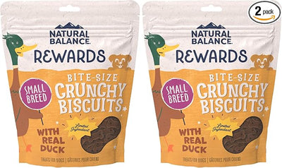 Natural Balance Limited Ingredient Rewards Crunchy Biscuits, Bite-Size Grain-Free Dog Treats for Small-Breed Dogs, Made with Real Duck, 8 Ounce (Pack of 2)
