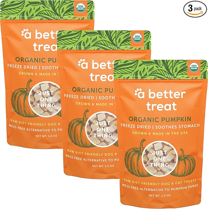 Freeze Dried Organic Pumpkin Dog and Cat Treats, Organic, Single Ingredient | Natural, Healthy, Diabetic Friendly | Made in The USA