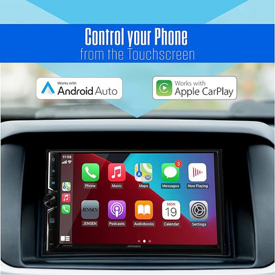 Jensen J3CA7W-BUC 7" Wireless Apple CarPlay Android Auto Stereo, Camera | Backup camera included, wired or wireless Certified Apple CarPlay and Android Auto, 7-inch touchscreen, Bluetooth, USB