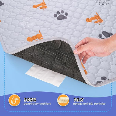 WanpeeGoo Washable Pee Pads for Dogs, 2 Pack Absorbent Reusable Training Dog Pads Pet Puppy Pads, Non-Slip Potty Pads for Whelping, Playpen, Crate, Bed, Orange, 32"x52"