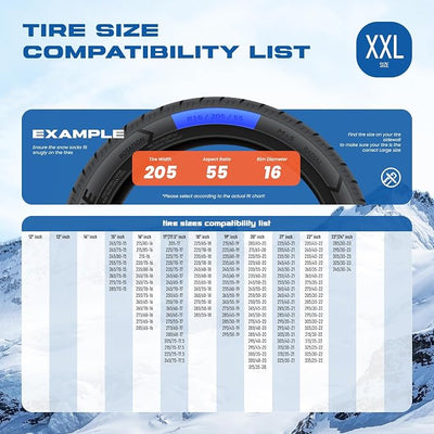 Snow Socks for Tires, Winter Traction Alternative to Snow Chains, Emergency Anti-Slip Tire Covers for Cars/SUVs/Trucks, Reusable, Certified Snow Traction Device for Ice & Snow Driving.(Black -XXL)