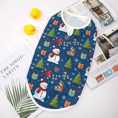 Fitted Pet Vest for Dogs, Puppy Sleeveless Shirt Christmas Tree Bird Snowman, Breathable Daily & Outdoor Pet Wear, X-Large