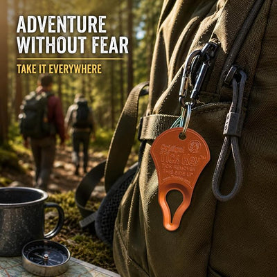 The Original Tick Key - Tick Detaching Device - Portable, Safe and Highly Effective Tick Detaching Tool (Orange)