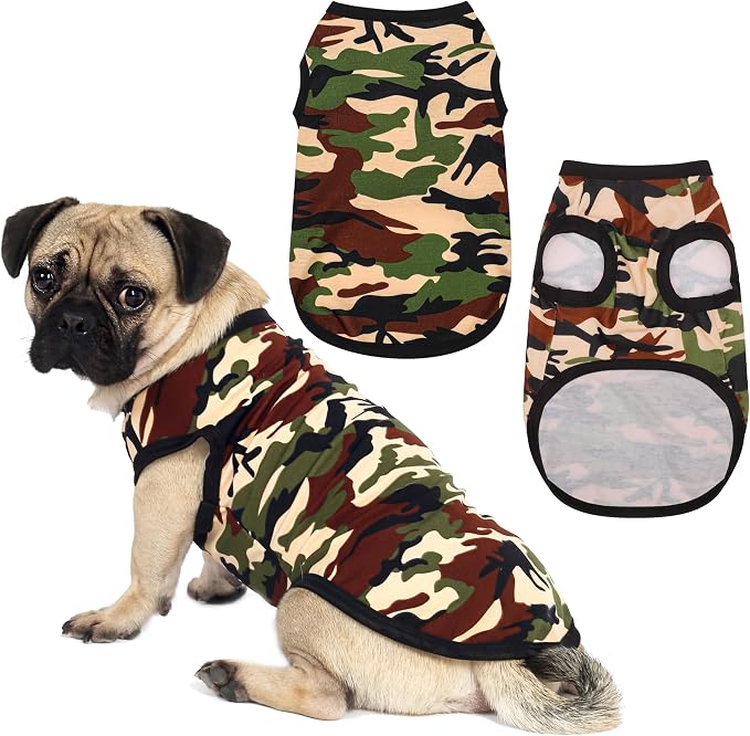 Paiaite: Stylish Sleeveless Camouflage Dog Vest for Small, Medium, and Large Breeds, Made of Polyester for Comfort, Breathability, Wrinkle Resistance, Moisture Wicking, and Elasticity Green S