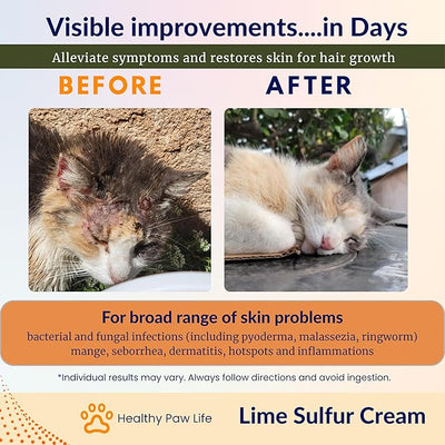Healthy Paw Life Lime Sulfur Cream – Fast-Acting Mange, Ringworm & Itch Relief for Dogs, Cats, Horses, Livestock | Soothes Hot Spots, Redness & Dermatitis | Gentle, Safe, and Effective (2 oz)